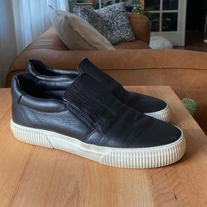 Vince Black Leather Slip-on Sneakers